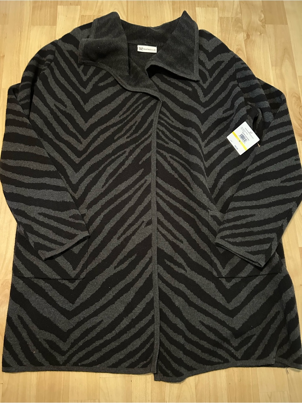 New M Rafaella zebra print cardigan sweater